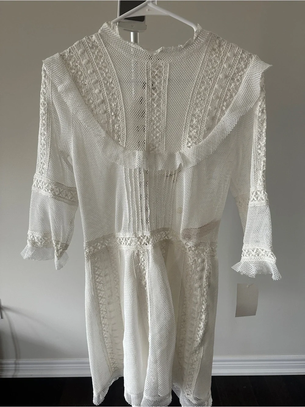 ivory mini dress with sleeves Off-White Pink Floral Mini Dress With Puff Sleeves